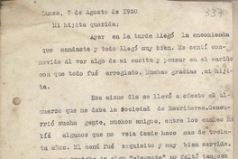 [Carta] 1950 agosto 7, Santiago, Chile [a su esposa]