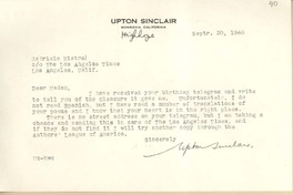 [Carta] 1946 sept. 30, Monrovia, California, [EE.UU.] [a] Gabriela Mistral, Los Angeles, [California], [EE.UU.]