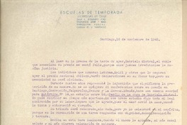 [Carta] 1945 nov. 16, Santiago, [Chile] [a] Gabriela Mistral