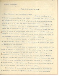 [Carta] 1936 ago. 26, Paris, [Francia] [al] Excelentisimo Señor Doctor Don Armindo Monteiro, Ministro de Relaciones Exteriores de Portugal