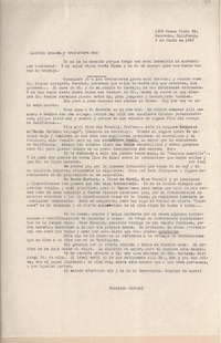 [Carta] 1947 abr. 4, Monrovia, California, [EE.UU.] [a la] Querida señora y traductora mía