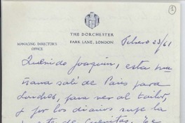 [Carta] 1961 feb. 23 Londres [a] Joaquín Edwards Bello