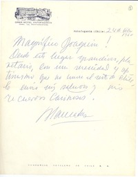 [Carta] 1960 feb. 24, Antofagasta, Chile [a] Joaquín Edwards Bello