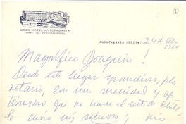 [Carta] 1960 feb. 24, Antofagasta, Chile [a] Joaquín Edwards Bello