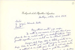 [Carta] 1964 oct. 18 Santiago, Chile [a] Joaquín Edwards Bello