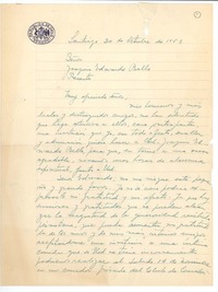 [Carta] 1953 oct. 30, Santiago, Chile [a] Joaquín Edwards Bello