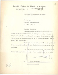 [Carta] 1963 ago. 27, Santiago, Chile [a] Joaquín Edwards Bello