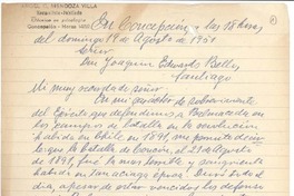 [Carta] 1951 ago. 19, Concepción, Chile [a] Joaquín Edwards Bello