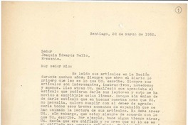 [Carta] 1952 mar. 28, Santiago, Chile [a] Joaquín Edwards Bello