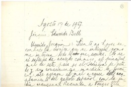 [Carta] 1957 ago. 17, Santiago, Chile [a] Joaquín Edwards Bello