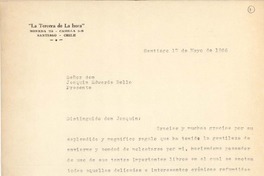 [Carta] c.1966 may. 17, Santiago, Chile [a] Joaquín Edwards Bello