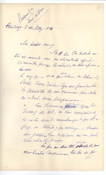 [Carta] 1958 may. 17, Santiago, Chile [a] Joaquín Edwards Bello