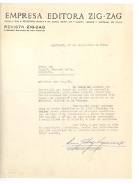 [Carta] 1954 sep. 28, Santiago, Chile [a] Joaquín Edwards Bello
