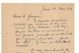 [Carta] 1957 ene. 17, Santiago, Chile [a] Joaquín Edwards Bello