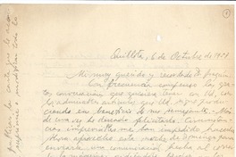 [Carta] 1957 oct. 6, Quillota, Chile [a] Joaquín Edwards Bello