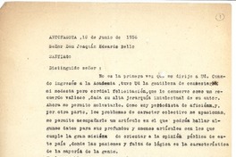 [Carta] 1956 jun. 18, Antofagasta, Chile [a] Joaquín Edwards Bello