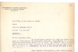 [Carta] 1956 jun. 12, Valdivia, Chile [a] Joaquín Edwards Bello