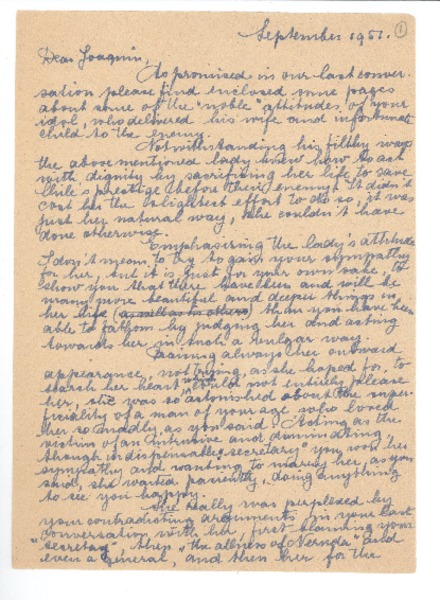[Carta] 1951 septiembre [a] Joaquín Edwards Bello