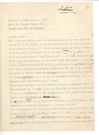 [Carta] 1931 nov. 8, Santiago, Chile [a] Joaquín Edwards Bello