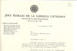 [Carta] 1962 ago. 5, Santiago, Chile [a] Joaquín Edwards Bello
