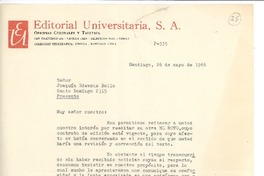 [Carta] 1966 may. 26, Santiago, Chile [a] Joaquín Edwards Bello