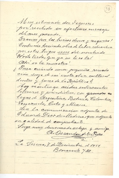 [Carta] 1951 dic. 7, La Serena, Chile [a] Joaquín Edwards Bello