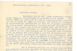 [Carta] 1931 nov. 2, Buenos Aires, Argentina [a] Joaquín Edwards Bello