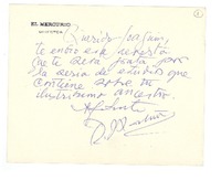 [Tarjeta] c. 1957?, Santiago, Chile [a] Joaquín Edwards Bello
