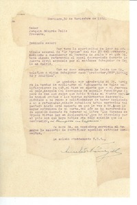 [Carta] 1950 nov. 30, Santiago, Chile [a] Joaquín Edwards Bello