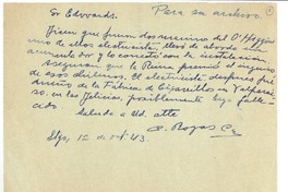[Carta] 1943 oct. 12, Santiago, Chile [a] Joaquín Edwards Bello