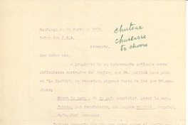 [Carta] 1938 ene. 25, Santiago, Chile [a] Joaquín Edwards Bello