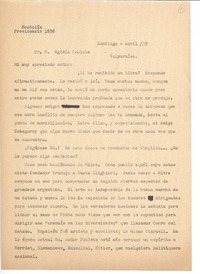 [Carta] 1939 abril, Santiago, Chile [a] Egidio Poblete, Valparaiso, Chile