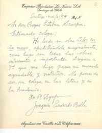 [Carta] 1954 nov. 21, Santiago, Chile [a] Roque Esteban Scarpa