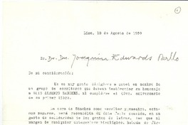 [Carta] 1959 ago. 18, Lima, Perú [a] Joaquín Edwards Bello
