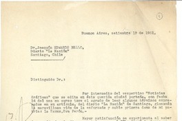 [Carta] 1951 sep. 19, Buenos Aires, Argentina [a] Joaquín Edwards Bello