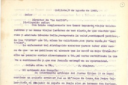 [Carta] 1963 ago. 8, Quillota, Chile [a] Joaquín Edwards Bello