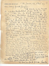 [Carta] 1947 abr. 27, Río de Janeiro, Brasil [a] Joaquín Edwards Bello