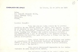 [Carta] 1960 jul. 13, La Habana, Cuba [a] Joaquín Edwards Bello, Santiago, Chile
