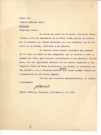[Carta] 1935 dic. 11, Cárcel Pública, Santiago, Chile [a] Joaquín Edwards Bello