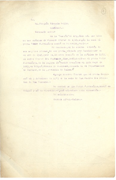 [Carta] c. 1957?, Talca, Chile [a] Joaquín Edwards Bello