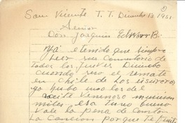 [Carta] 1951 dic. 13, San Vicente de Tagua-Tagua, Chile [a] Joaquín Edwards Bello