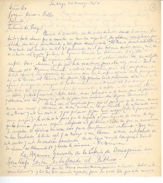 [Carta] 1957 mar. 26, Santiago, Chile [a] Joaquín Edwards Bello
