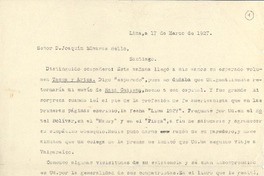 [Carta] 1927 mar. 17, Lima, Perú [a] Joaquín Edwards Bello