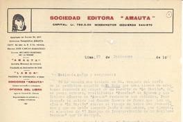 [Carta] 1929 dic. 27, Lima, Perú [a] Joaquín Edwards Bello