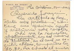 [Tarjeta] 1943 feb. 13, Santiago, Chile [a] Joaquín Edwards Bello