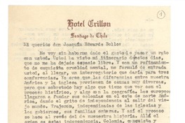 [Carta] c.1959, Santiago, Chile [a] Joaquín Edwards Bello