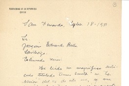 [Carta] 1951 sep. 18, San Fernando, Chile [a] Joaquín Edwards Bello