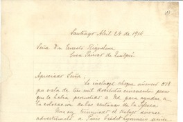 [Carta] 1916 abr. 24, Santiago, Chile [al] Cura Párroco Ernesto Riquelme
