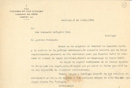 [Carta] 1944 jul. 9, Santiago, Chile [a] Fernando Aránguiz Ruiz
