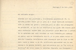 [Carta] 1950 nov. 5, Santiago, Chile [a] Joaquín Edwards Bello